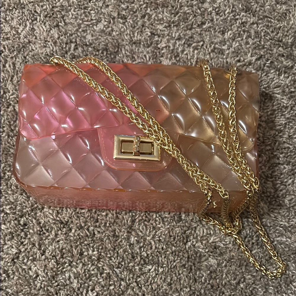 Elegant Pink and Gold Quilted Women's Bag